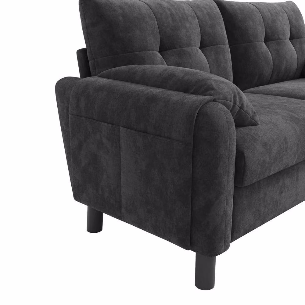 FENCHILIN 2-Seater Upholstered Fabric Loveseat in Grey with Modern Design – 7