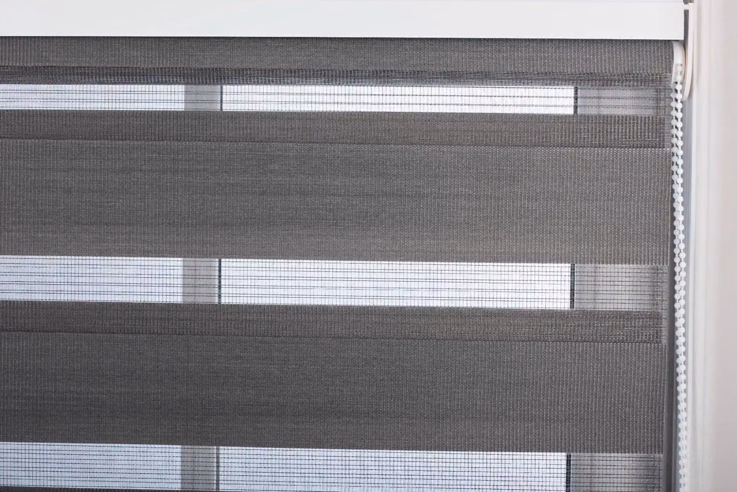 Furnished Dark Grey Day and Night Zebra Roller Blinds with Thermal Insulation and Clamp Brackets – 2