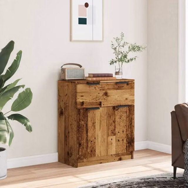 Berkfield Home Rustic Old Wood Sideboard in Brown, W/D/H: 60 x 30 x 70 cm – 1