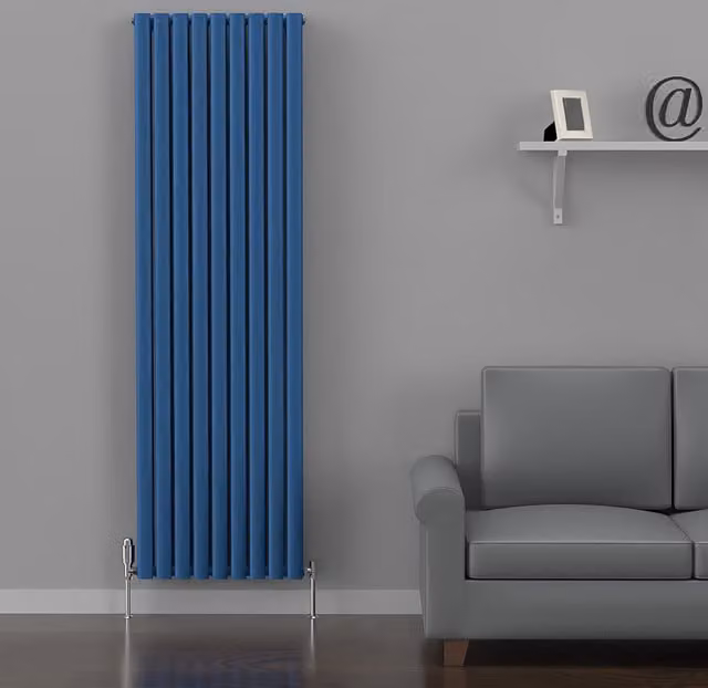 Lux Heat Oval Coloured Vertical Radiator in Galaxy Blue, H 180 cm x W 54 cm