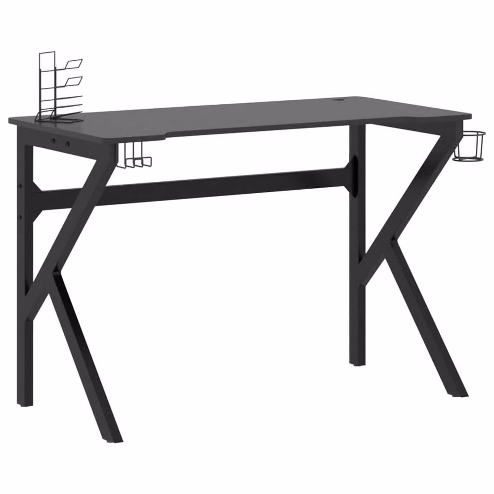 Berkfield Home Gaming Desk with K Shape Legs, Black, W/D/H: 110 x 60 x 75 cm – 2