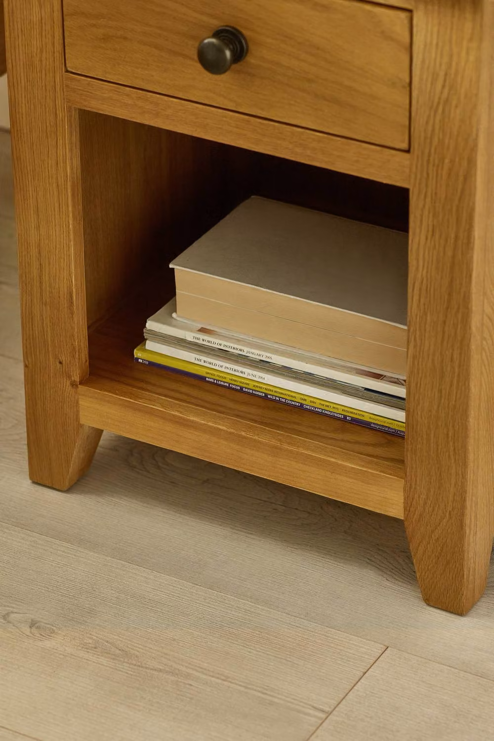 Julian Bowen Marlborough 1 Drawer Bedside Table in Brown Waxed Oak – 5