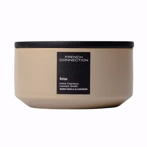 French Connection Stone Range Warm Vanilla & Cashmere Scented Candle, 396g, Beige