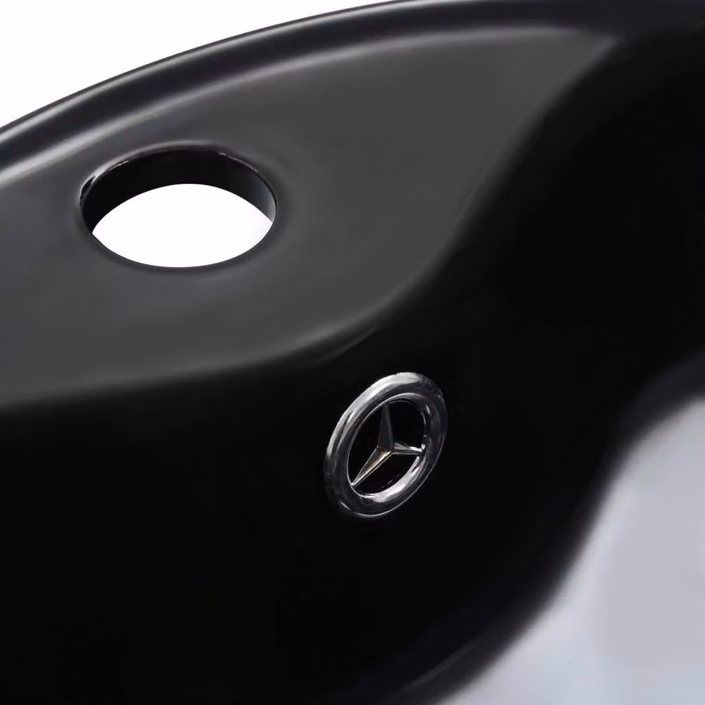 Berkfield Home Round Ceramic Countertop Wash Basin with Overflow, Black, W: 36 cm, D: 36 cm, H: 13 cm – 3