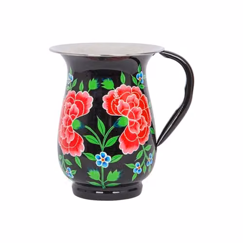 Billy Can Carbon Peony Hand-Painted Floral Water Jug, Black, 1.7 l – 1