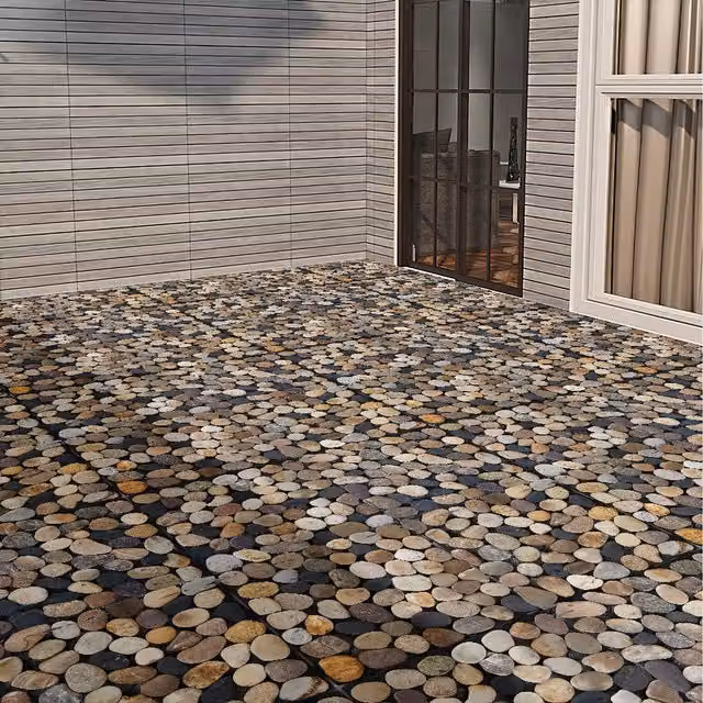 Livingandhome Set of 6 Nature Stone Interlocking Deck Tiles in Brown and Multicolour
