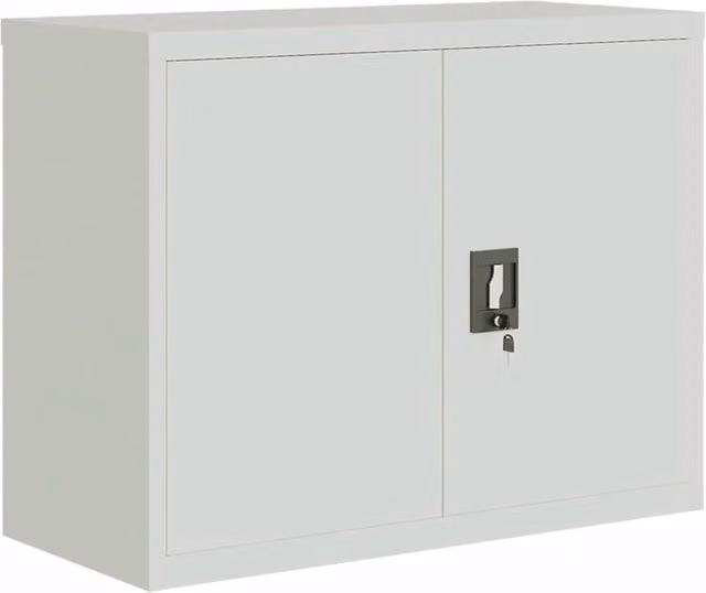 Berkfield Home Metal File Cabinet in Light Grey with Lock and Adjustable Shelves, W/D/H: 90 x 40 x 70 cm