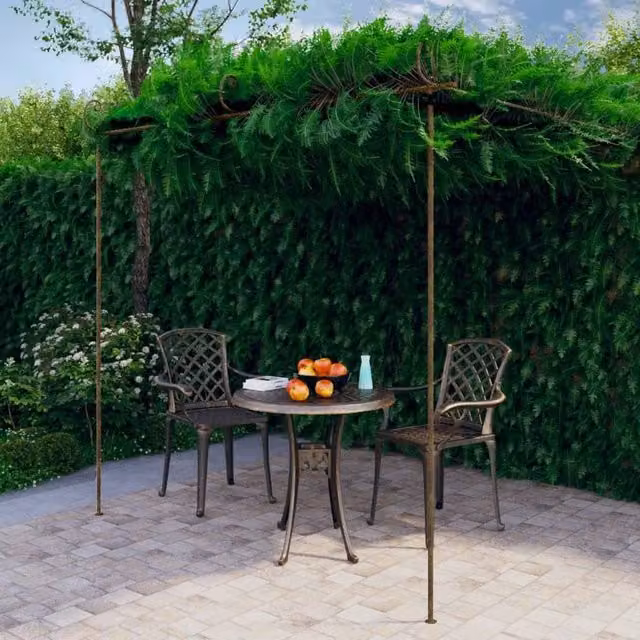 Berkfield Home Garden Metal Pergola in Antique Brown, W: 300 cm, D: 300 cm, H: 250 cm