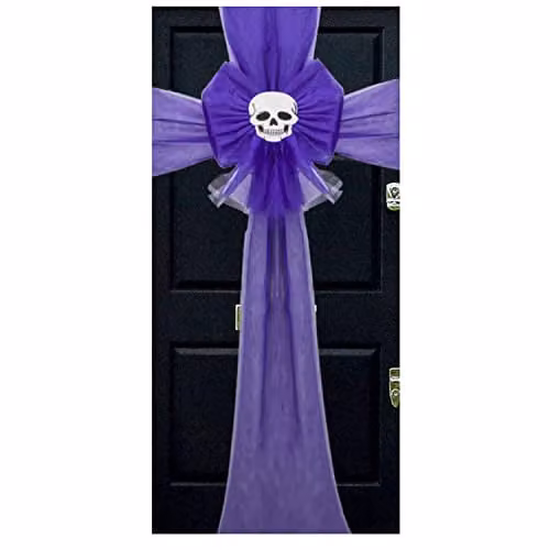 VFM e-Store Purple Halloween Hanging Door Bow with Skull Decorations – 4