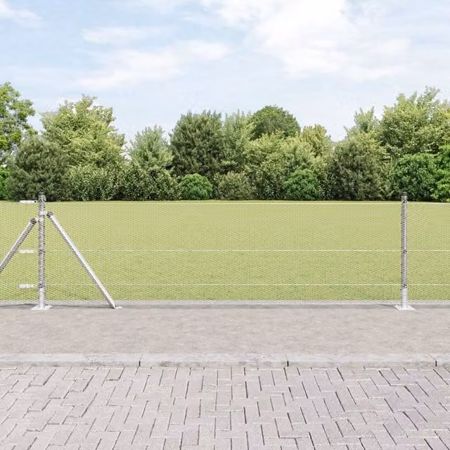 Berkfield Home Silver Galvanised Steel Hexagon Fence, W: 0.4 m, L: 25 m
