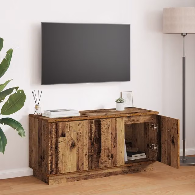 Berkfield Home Modern TV Cabinet in Brown Old Wood, W/D/H: 100 x 38 x 49 cm – 1