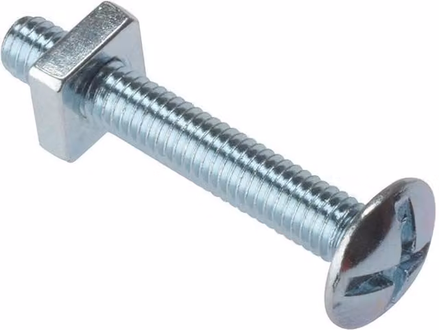 Forgefix Galvanised Steel Roofing Bolts and Square Nuts with Dome and Slot, Silver