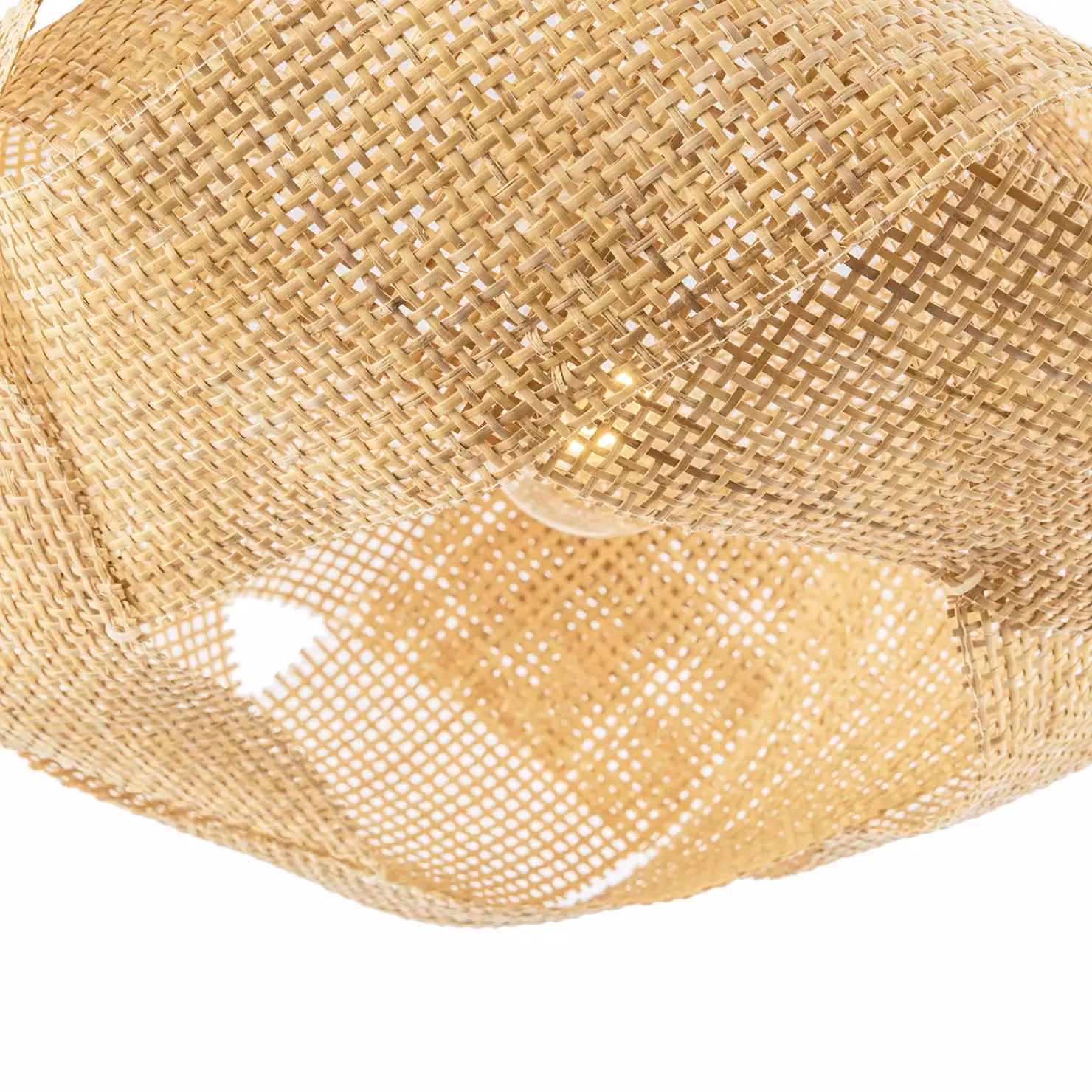Happy Homewares Modern Round Woven Rattan and Bamboo Pendant Lighting Shade in Brown – 2