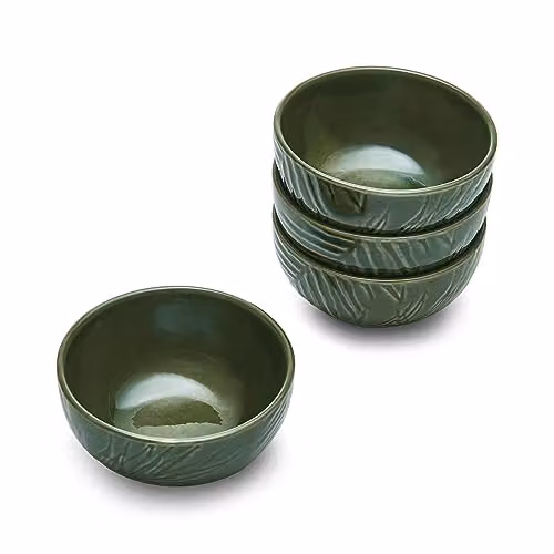 Mikasa Jardin 4-Piece Green Floral Stoneware Dip Bowl Set, Diameter: 10 cm – 2