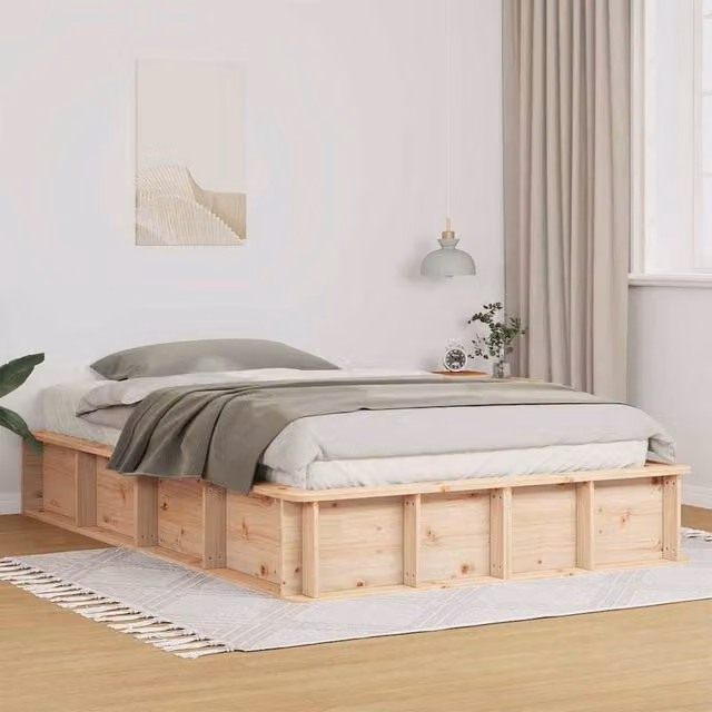 Berkfield Home Modern Solid Pine Wood Bed Frame with Lift Up Base, Beige, W/D/H: 120 x 200 cm – 1