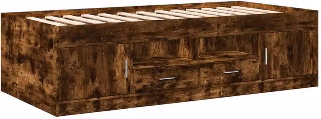 Berkfield Home Versatile Daybed with Drawers in Smoked Oak Brown, W/D/H: 190 x 90 cm