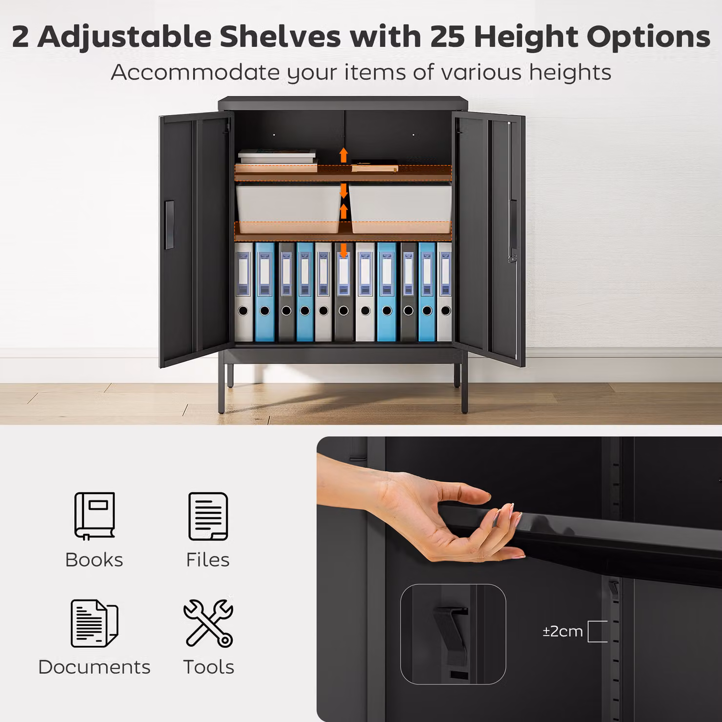 HOMCOM Black Metal Storage Cabinet with Lock and Adjustable Shelves – 4