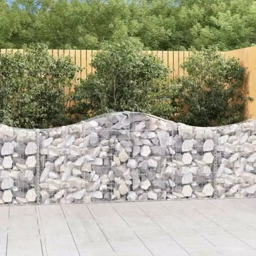 vidaXL 8-Piece Arched Gabion Baskets in Silver Galvanised Steel, W/D/H: 200 x 30 x 80/100 cm – 2