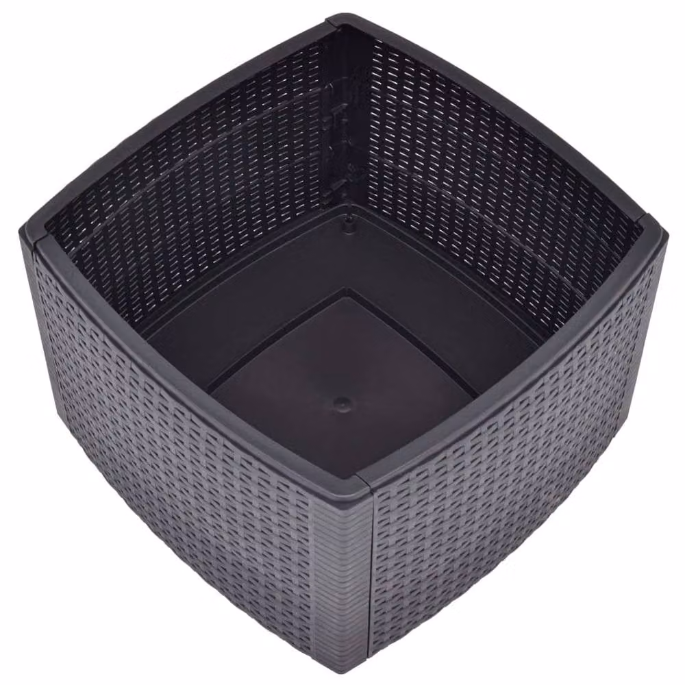 Berkfield Home Mocha Side Table in Grey Plastic and Rattan, W: 54 cm, D: 54 cm, H: 36.5 cm – 3