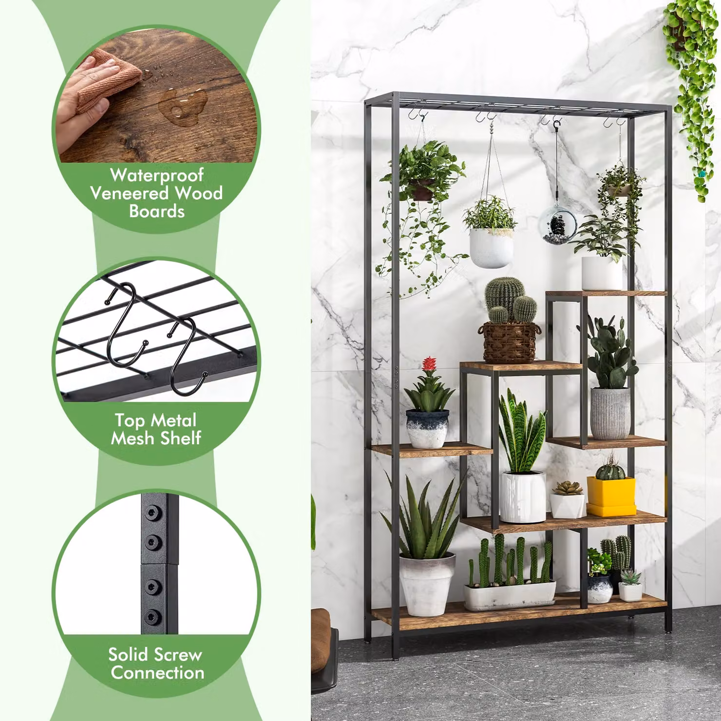 Costway 6-tier Tall Metal Indoor Corner Plant Stand and Display Rack, Black – 5