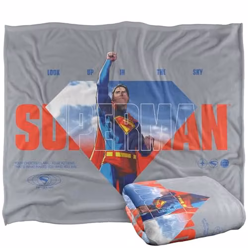 Warner Bros. Superman 2025 Up In The Sky Super Soft Fleece Throw Blanket, Multicolour, W: 152 cm, D: 127 cm