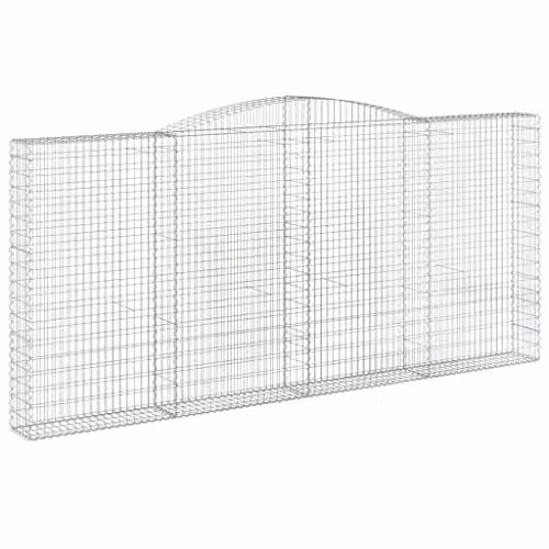 vidaXL Set of 6 Arched Gabion Baskets in Silver Galvanised Steel, W: 400 cm, D: 30 cm, H: 180-200 cm