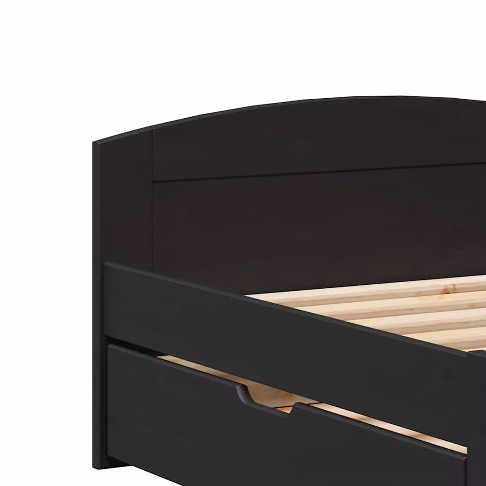 Berkfield Home IRUN Day Bed with 2 Drawers in Black Solid Pine Wood, W/D/H: 90 x 200 cm – 5