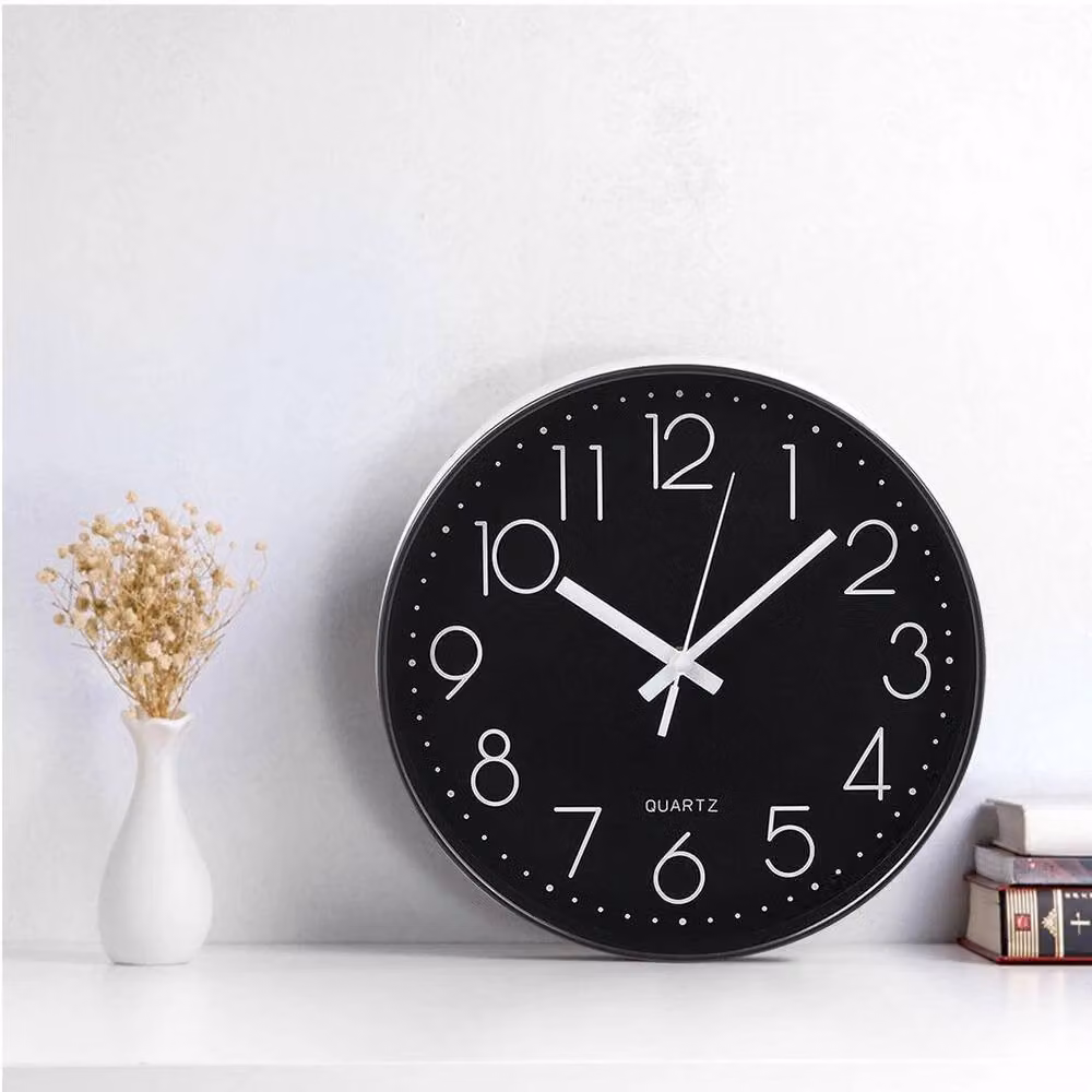 Kelvenix Modern Round Black Wall Clock, Diameter: 30 cm – 3