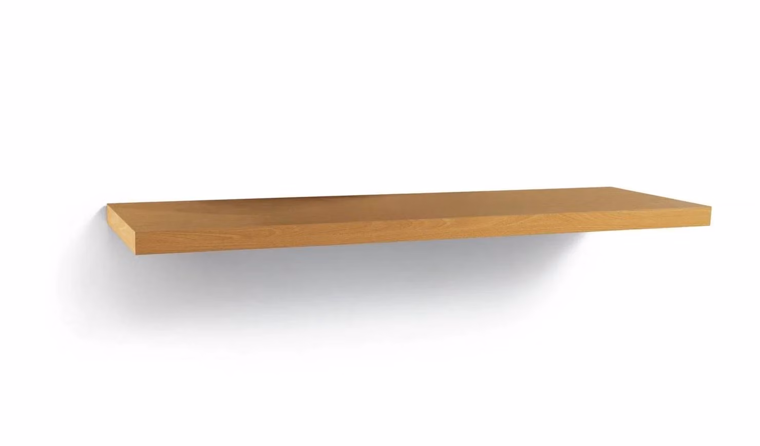Jak Oak Effect Floating Wall Mounted Shelf, Brown, W: 120 cm, D: 23.5 cm, H: 3.8 cm
