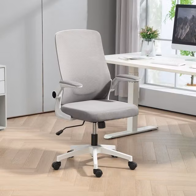 HOMCOM Grey Mesh Task Office Chair for Home Office with Castors