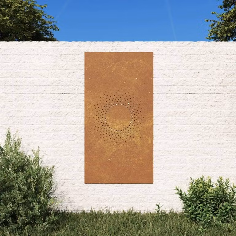 Berkfield Brown Corten Steel Sun Design Garden Wall Decoration, W: 105 cm, H: 55 cm