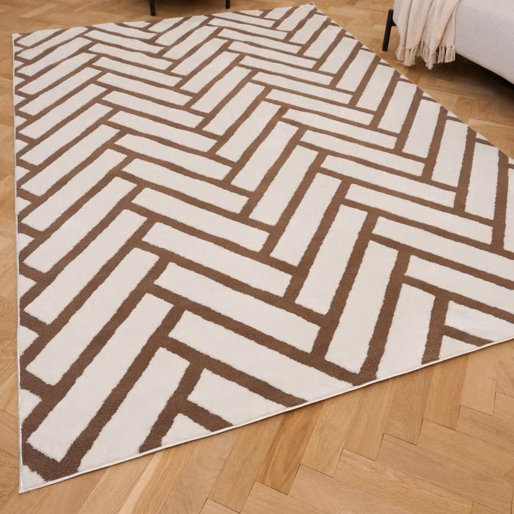 THE RUGS Loft Herringbone Soft Pile Area Rug in Taupe, W/D/H: 120 x 170 cm – 2