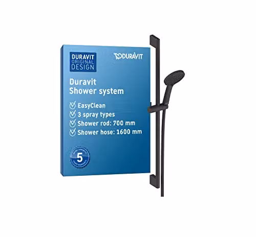 Duravit Universal Shower System in Matt Black with 3-Jet Hand Shower and 700 mm Shower Rail – 1