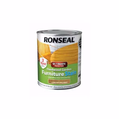 Ronseal Ultimate Protection Hardwood Garden Furniture Stain, Transparent Matt, 0.75 l – 2