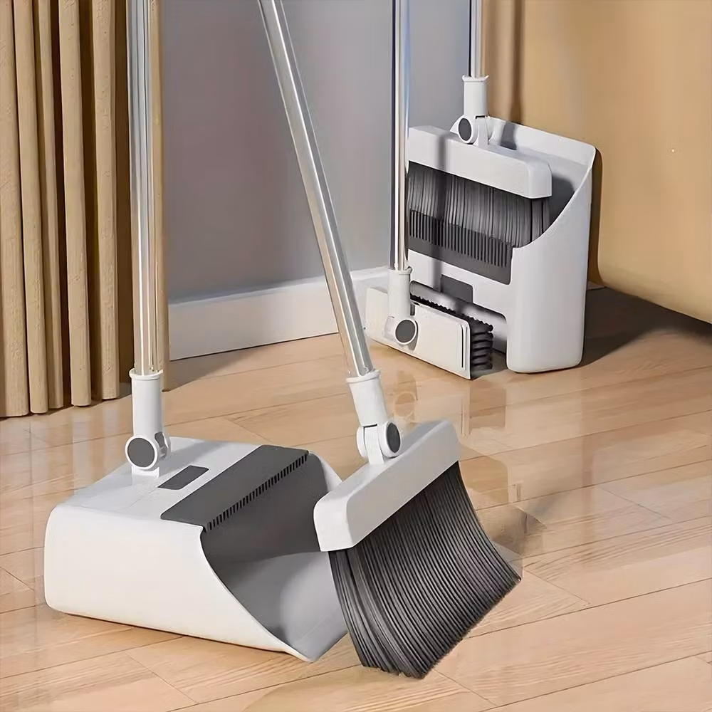 SPETLEK Dustpan and Brush Set with Long Handle, White – 4