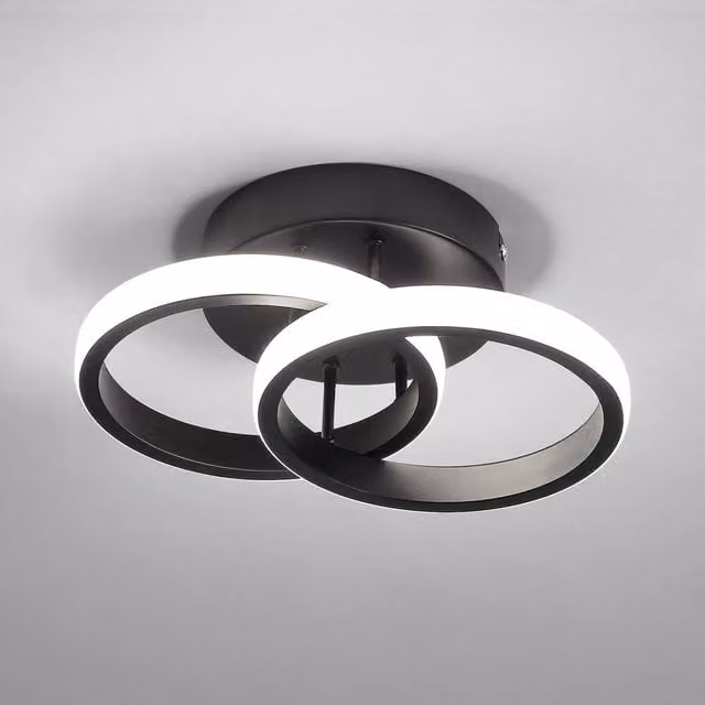 Pheashine Modern LED Ceiling Light, Black, Diameter: 25 cm, 6500K Cool White – 1