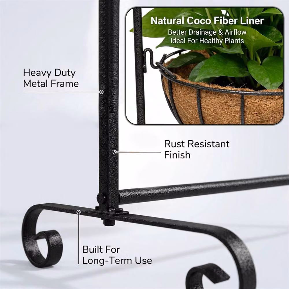 Nordara Metal Flower Planter Tub in Black – 3