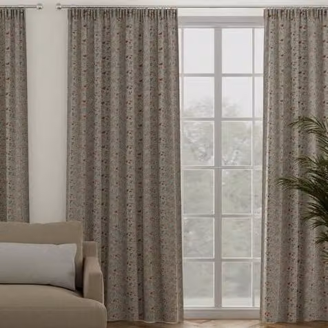 Terrys Sicily Made to Measure Blackout Floral Cotton Fabric Panel Curtain in Multicolour Red and Orange