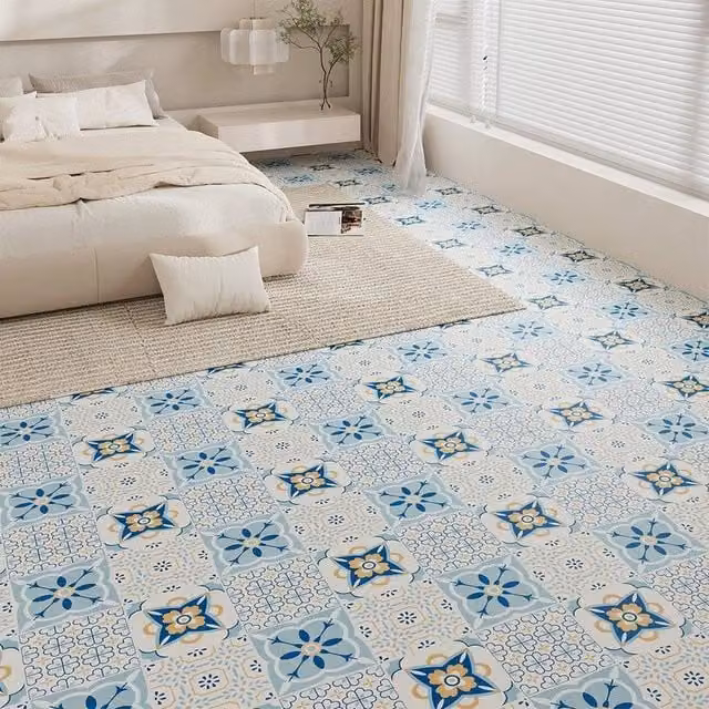 EONLION Self-Adhesive Vinyl Floor Tiles, Blue, 10 Pack, W/D/H: 30 x 30 cm – 1