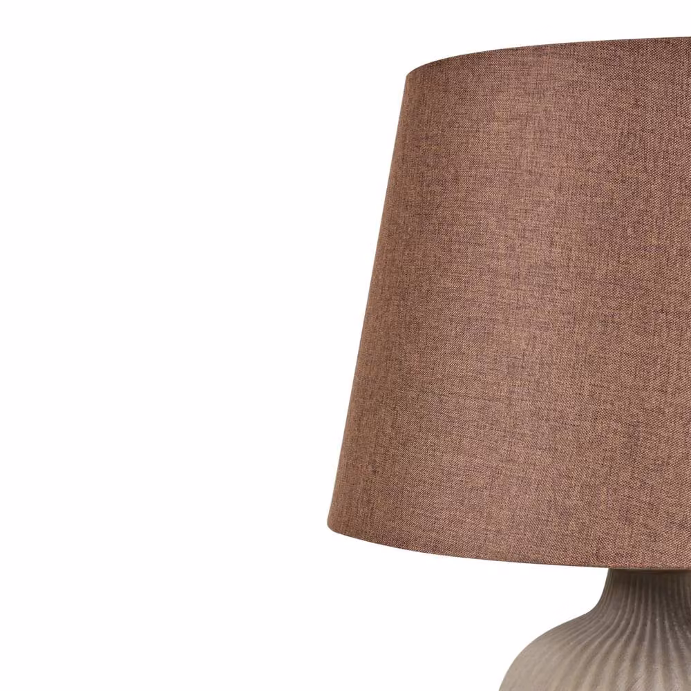 Wyld and Coco Brown Ceramic Table Lamp with Fabric Shade, Height: 52 cm – 5