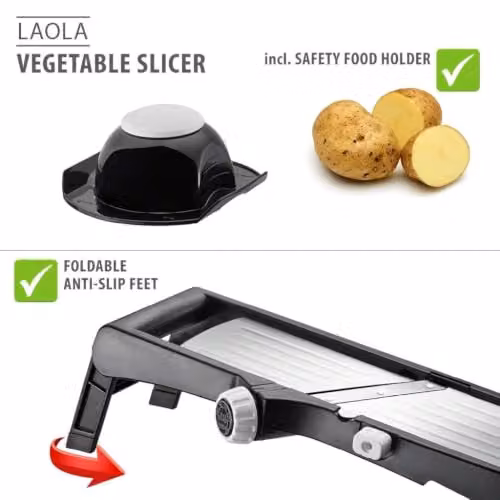 Gefu Multifunction Vegetable Slicer in Silver and Black with Adjustable Thickness and Non-Slip Base – 3
