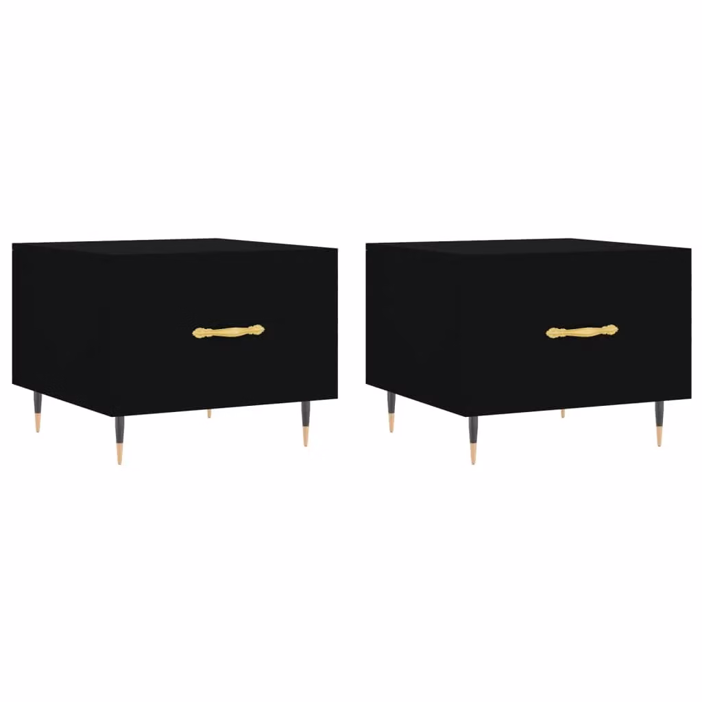 Berkfield Home Set of 2 Black Modern Square Coffee Tables in Engineered Wood, W/D/H: 50 x 50 x 40 cm – 1