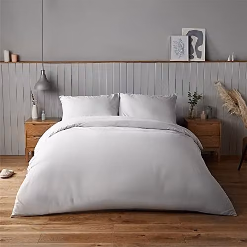 Silentnight Supersoft Microfibre Duvet Cover and Pillowcase Set, Double, White