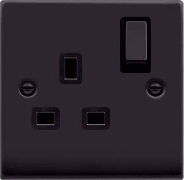 SE HOME Black Surface Mount 1 Gang 13A DP Ingot Switched Socket Plate