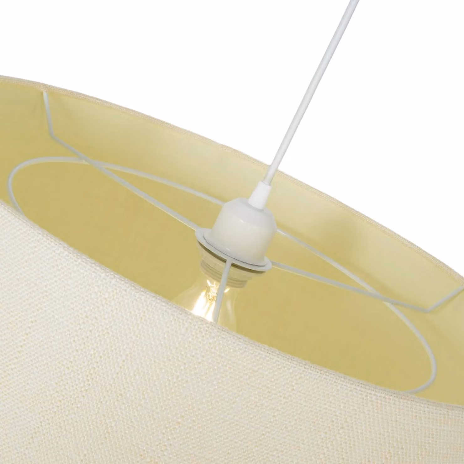 Happy Homewares Modern Round Linen Fabric Lampshade in Beige – 1