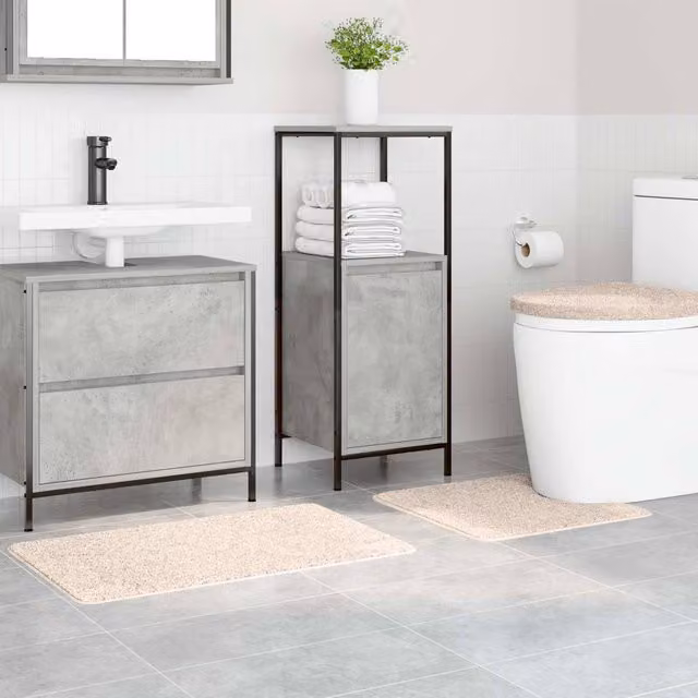 Berkfield Home Lush 3 Piece Non-Slip Bath Mat Set in Beige