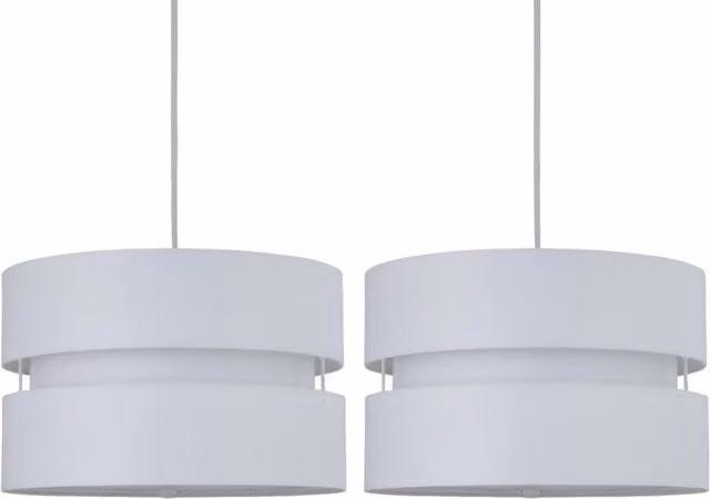 First Choice Lighting Pair of White Layered Fabric Easy Fit Light Shades