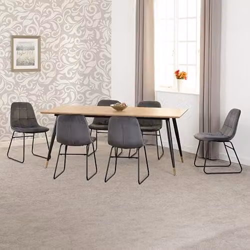 Seconique Hamilton Dining Set with 6 Lukas Grey Chairs, W: 180 cm – 1
