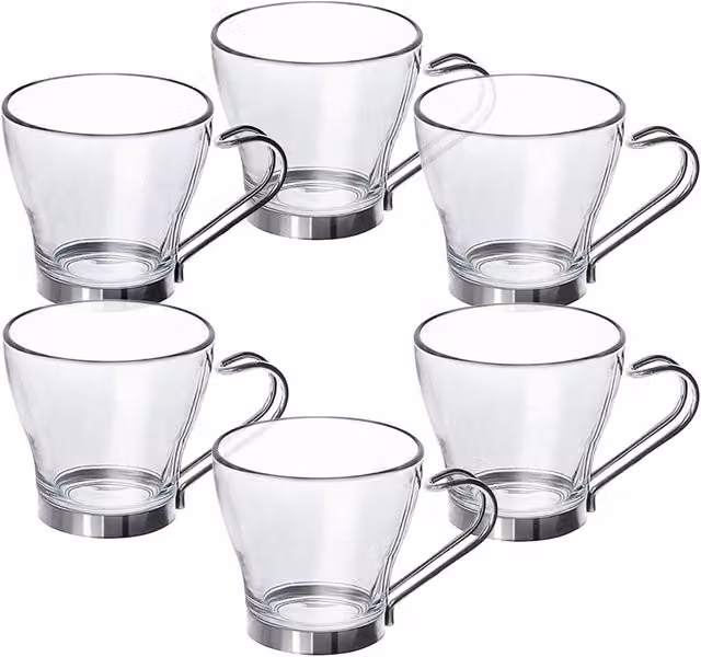 Lucenté Urban Living Glass Espresso Coffee Cups, Set of 6, Clear, 80ml