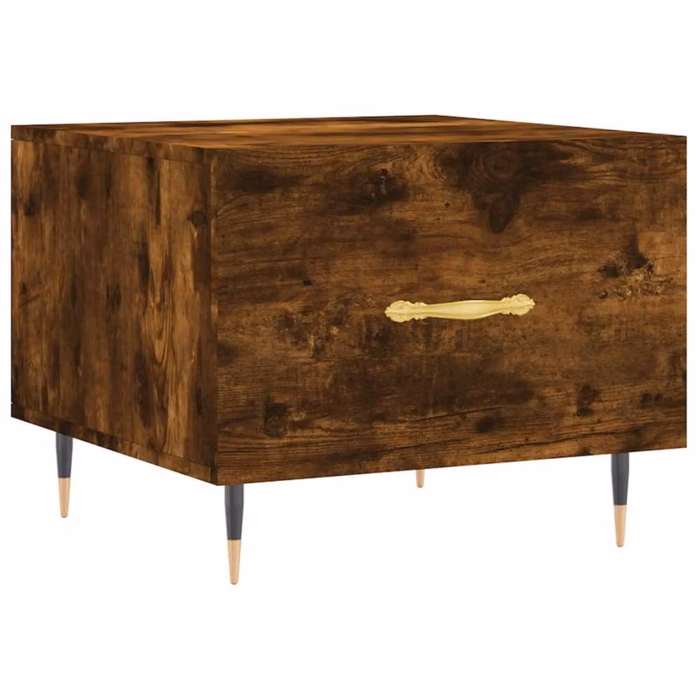 Berkfield Home Set of 2 Smoked Oak Coffee Tables in Brown, W/D/H: 50 x 50 x 40 cm – 3